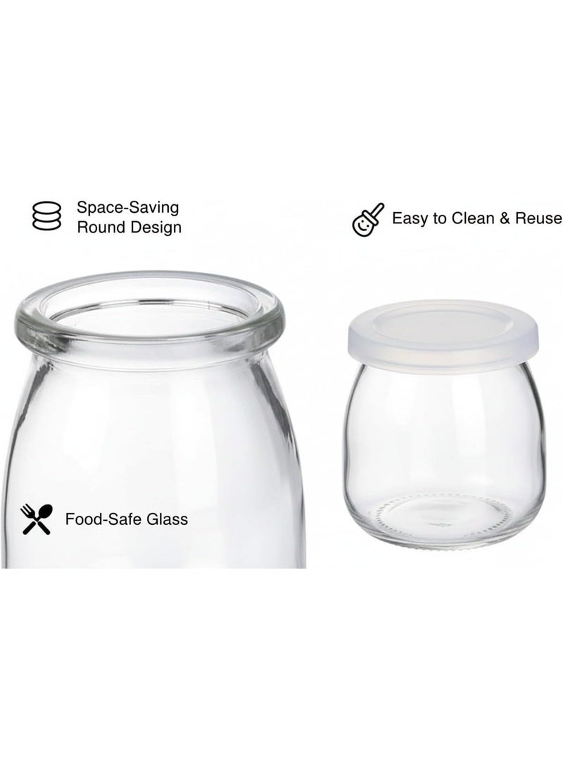 Luxoraq 200ml Yoghurt Jars, pudding Jar with Lid pack of 3 Glass Container For Milk Jams Jelly Mousse Yogurt Making, Jam, Jelly, Mousse & Honey - Reusable, Round Containers for Home Kitchen Storage - Image 3